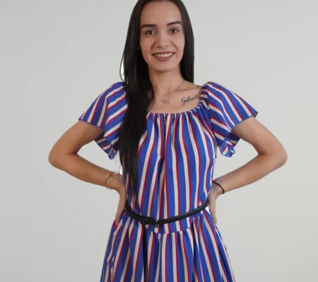Рокля с къс ръкав на райе_T14.webp